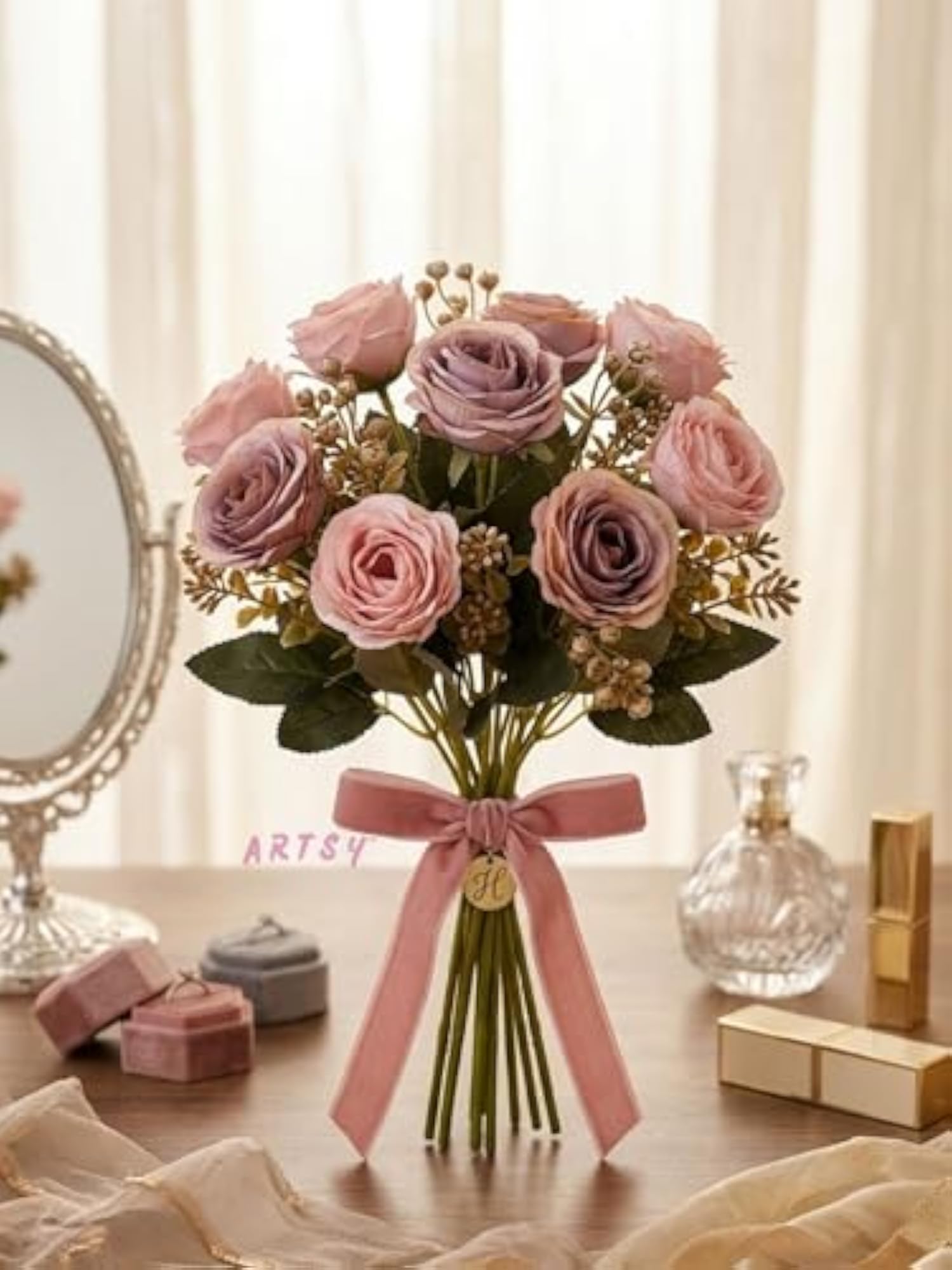 Artificial Rose Flower Bunch, Pack of 1